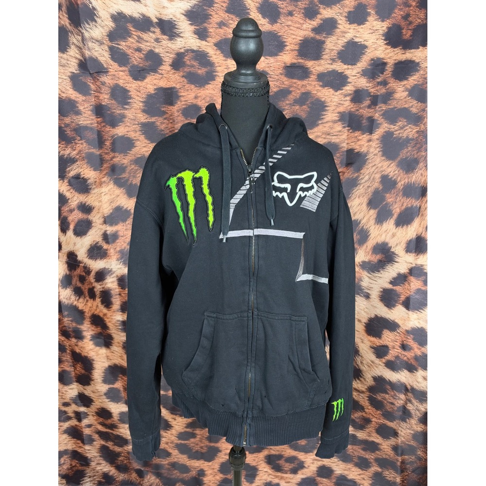 Fox Racing x Monster Energy Ricky Carmichael #4 Faux Fur Lined Distressed Hoodie